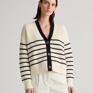 Quince 100% Organic Cotton Fisherman Boxy Cropped Cardigan
